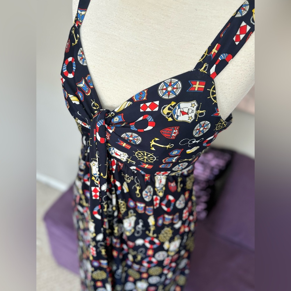 Bianca Nygard Nautical Print Mid Length‎ Summer Dress With Size 16 - Picture 3 of 13